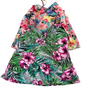 Catalina St. Johns Bay Tankini Bundle XL 16/18 Floral Halter Strap Swim Tops